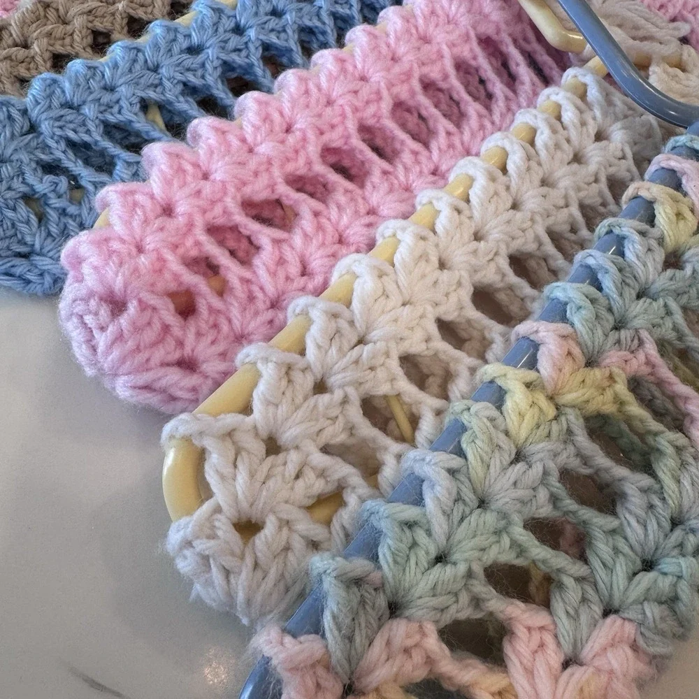 10 Vintage Handmade Crochet Clothes Hangers Colorful Yarn Cottage Core His & Her